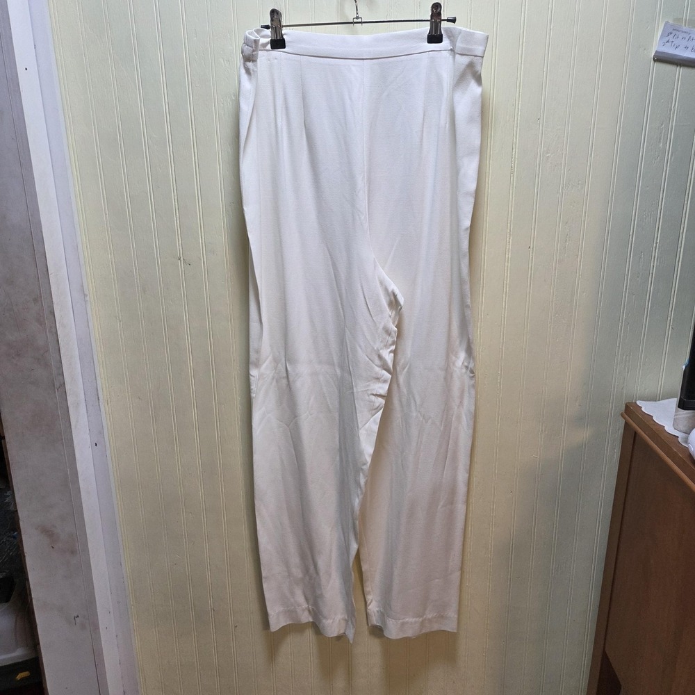 Dani Max Dress Pants Womens 16 White Crepe Pull On Elastic Waist USA Formal